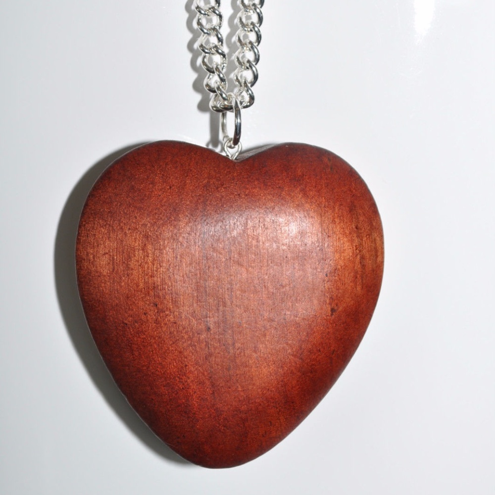 JULES SMITH Wood Silver Natures Heart Necklace
